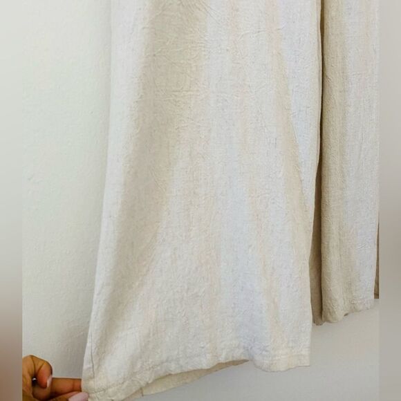 Linen blend Sleeveless Capri Jumpsuit Cream Size Medium Minimalist Loungewear - Picture 5 of 6
